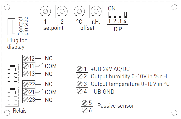 Kredsløbsdiagram for hygrostat AHT-30W-U