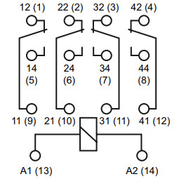 Stikbensrelæ 24V/AC tilslutningsdiagram