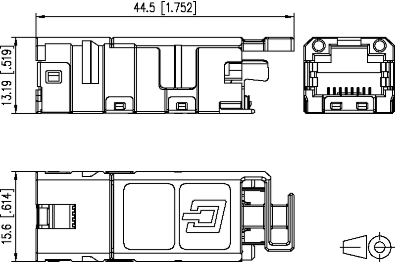 Dimensioner for industri netværksstikket RJ45 Dimensioner for industri netværksstikket RJ45