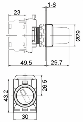 Dimensioner for drejegreb med kort greb Dimensioner for drejegreb med kort greb