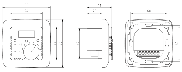 Dimensionerne for temperaturregulatoren