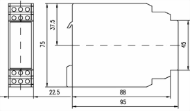 Dimensioner for termistorrelæ med automatisk genindkobling
