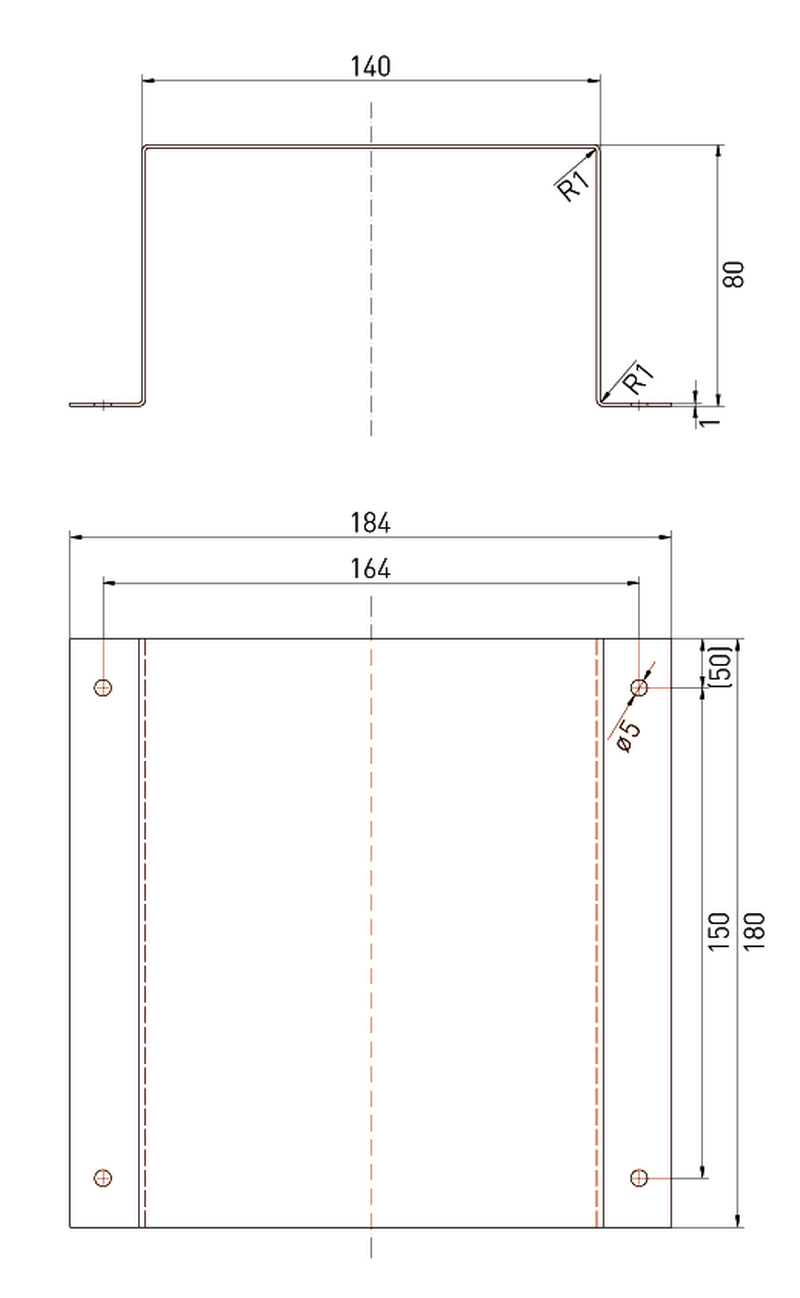 Vejr- og solbeskyttelse i rustfri stål - WS 01 - dimensioner