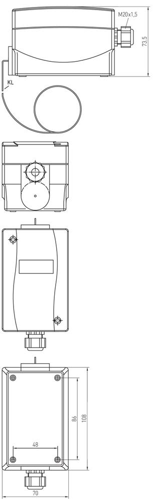 Dimensioner for den elektroniske frosttermostat