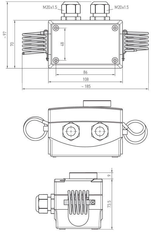 Dimensioner for TR-04040 industri rumtermostat