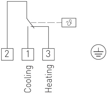 Tilslutningsdiagram for termostat TR-1-F