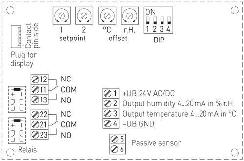 Kanal hygrostat KHT-30W-i kredsløbsdiagram