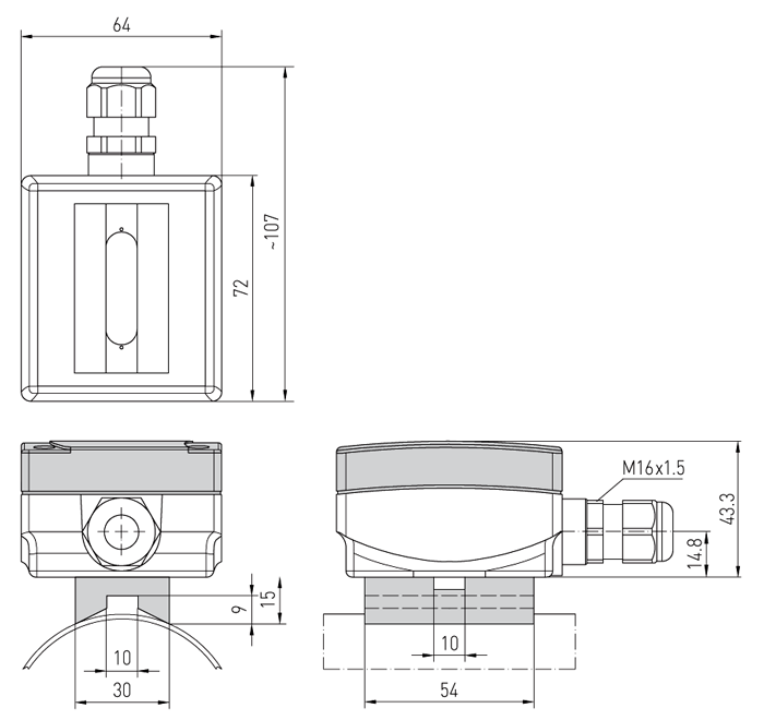 Dimensioner for kondensvagt KW-W IP65