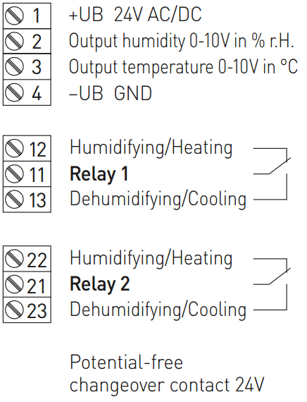 Tilslutningsdiagram for hygrostat AHT-30W-U