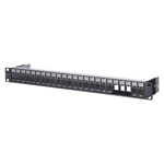 Billede af Sort Patchpanel / Krydsfelt ubestykket 1HE / 19". Til E-DAT moduler.