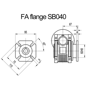 Billede af FA flange til snekkegear SB040 udgangsside D=110mm