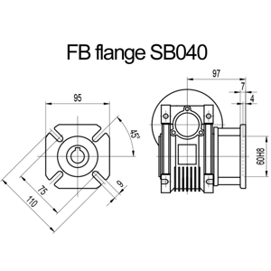 Billede af FB flange til snekkegear SB040 udgangsside D=110mm