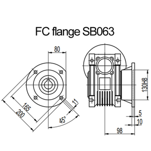 Billede af FC flange til snekkegear SB063 udgangsside D=200mm