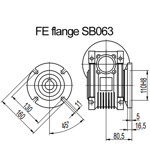 Billede af FE flange til snekkegear SB063 udgangsside D=160mm