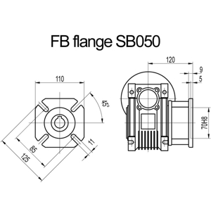 Billede af FB flange til snekkegear SB050 udgangsside D=125mm