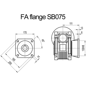 Billede af FA flange til snekkegear SB075 udgangsside D=200mm