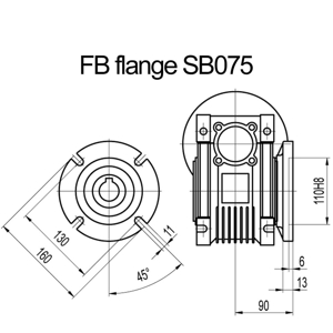 Billede af FB flange til snekkegear SB075 udgangsside D=160mm