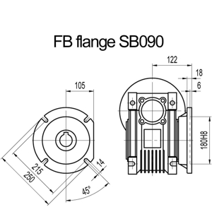 Billede af FB flange til snekkegear SB090 udgangsside D=250mm