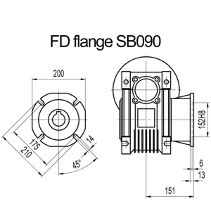 Billede af FD flange til snekkegear SB090 udgangsside D=210mm