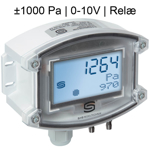 Billede af Differenstryktransmitter til luft med display | Maks. måleområde ±1000 Pa | 0-10V udgangssignal | Relæ udgang