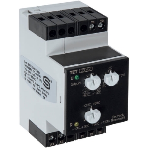 Billede af Elektronisk termostat til DIN skinne. Styrespænding 230V/AC, brugs spor derfor ekstra nedsat.