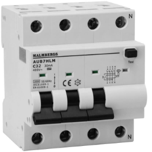 Billede af Kombirelæ C 32 Amp,  4-pol, HPFI | Type A | 30mA | nul højre side