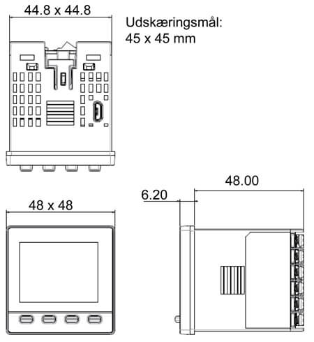 Måltegning af PID regulatror C62 uden montageholder