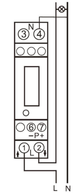 Tilslutningsdiagram for bimåler EM1-45-B