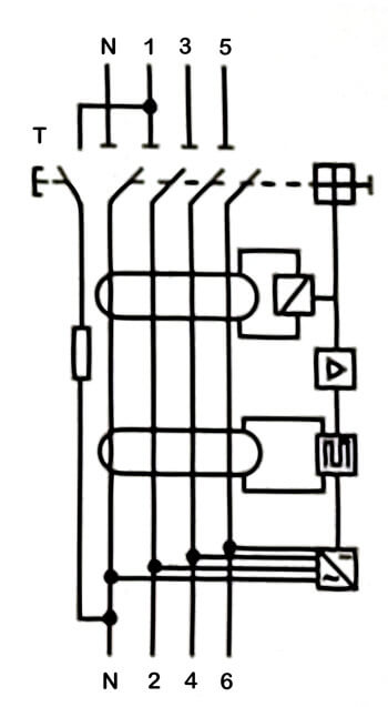 Tilslutningsdiagram for fejlstrømsafbryder | Type B