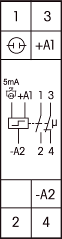 Tilslutningsdiagram for elektronisk kiprelæ 1 slutter og 1 bryder