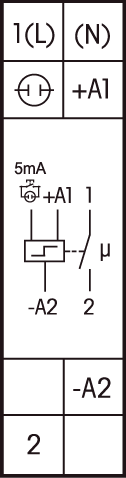 Tilslutningsdiagram for elektronisk kiprelæ med 1 slutter