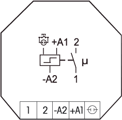 Tilslutningsdiagram for elektronisk kiprelæ med 1 slutter