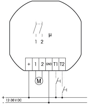 Typisk tilslutning for FJ62/12-36V DC