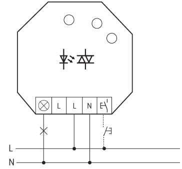 Typisk tilslutning for FSR61G-230V