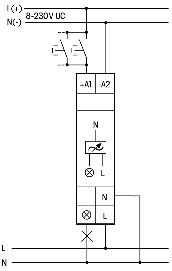 Lysdæmper EUD12NPN tilslutningsdiagram 