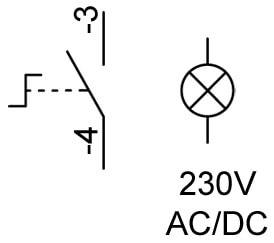 Tilslutningsdiagram drejegreb 0-1 med lys