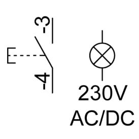 Tilslutning lampetryk 230V med NO kontakt