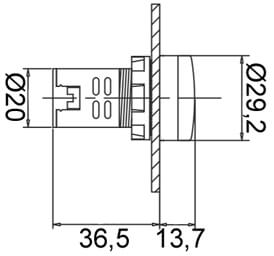 Dimension signallampe AD22