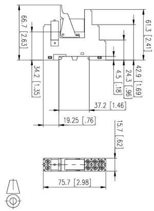 Dimensioner for 11051025 | Relæ 24V/DC | 2 omskifter
