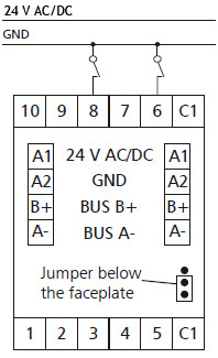 Tilslutningsdiagram for MR-DI10