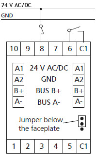 Tilslutningsdiagram for MR-DI10