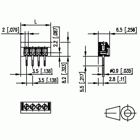 Terminal til IO moduler dimension