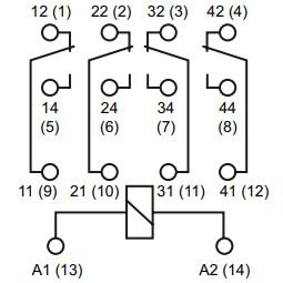 Stikbensrelæ 4 omskifter 230V