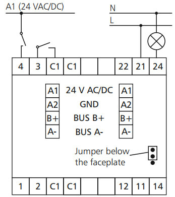 Tilslutningsdiagram for MR-DIO 4/2