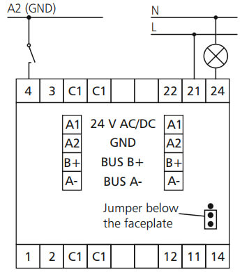 Tilslutningsdiagram for MR-DIO 4/2