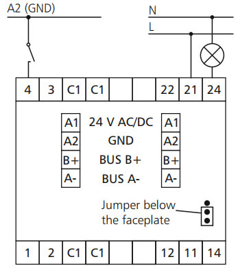 Tilslutningsdiagram for MR-DIO 4/2