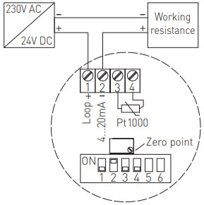 Tilslutningsdiagram for RGTM2-I 4-20mA