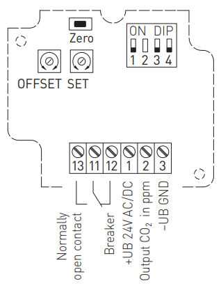 Tilslutningsdiagram for KCO2-W
