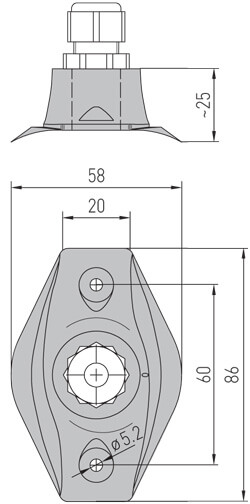 Dimensionstegning for kappilarrørsgennemføring