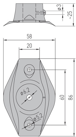 Dimensioner for monteringsflange i plastik